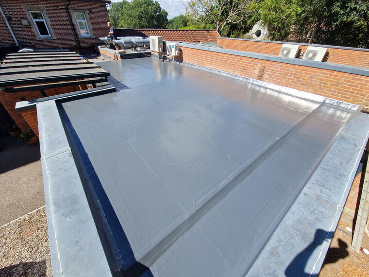 Flat roofing Grp fibreglass roof
