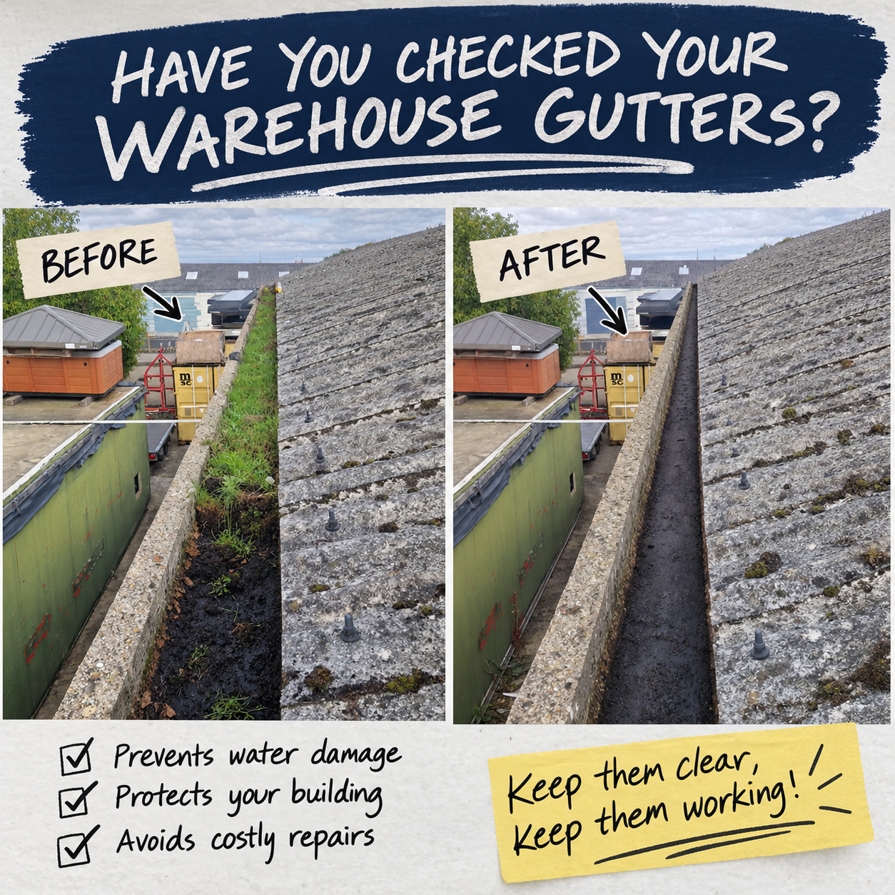 Warehouses maintenance Warehouse gutters
